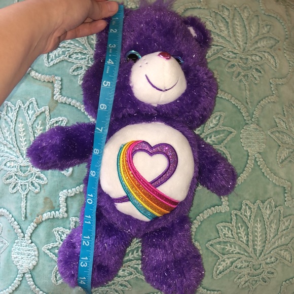 2017 Purple Care Bear Rainbow Heart Glitter, Anniversary Bear Limited Edition!* - Picture 10 of 10